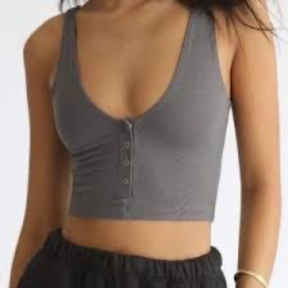 Joah brown slate button tank size xs